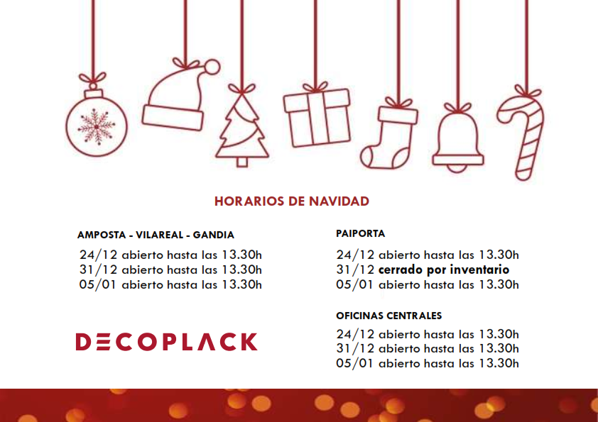 Horarios de nuestros centros para estas Navidades. 
